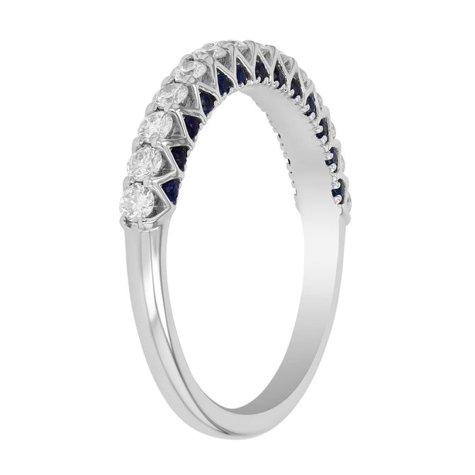 Diamond & Sapphire Gallery Ring in White Gold