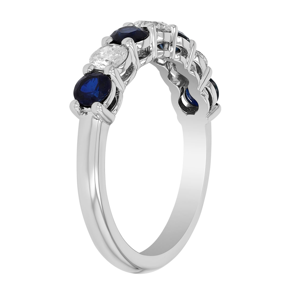 Sapphire & Diamond Alternating Band Ring in White Gold