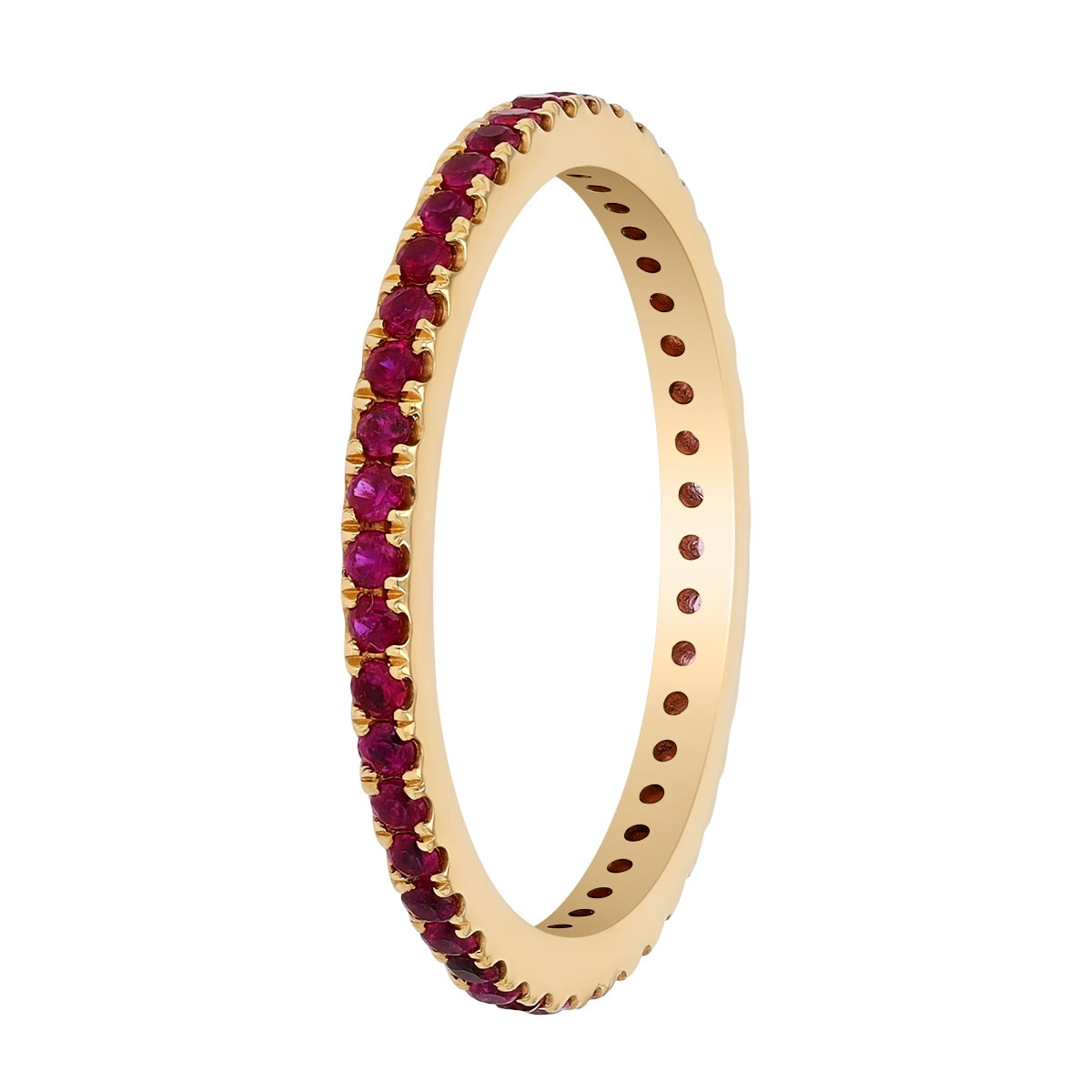 Ruby & Pink Sapphire Colorblock Eternity Band Ring in Yellow Gold