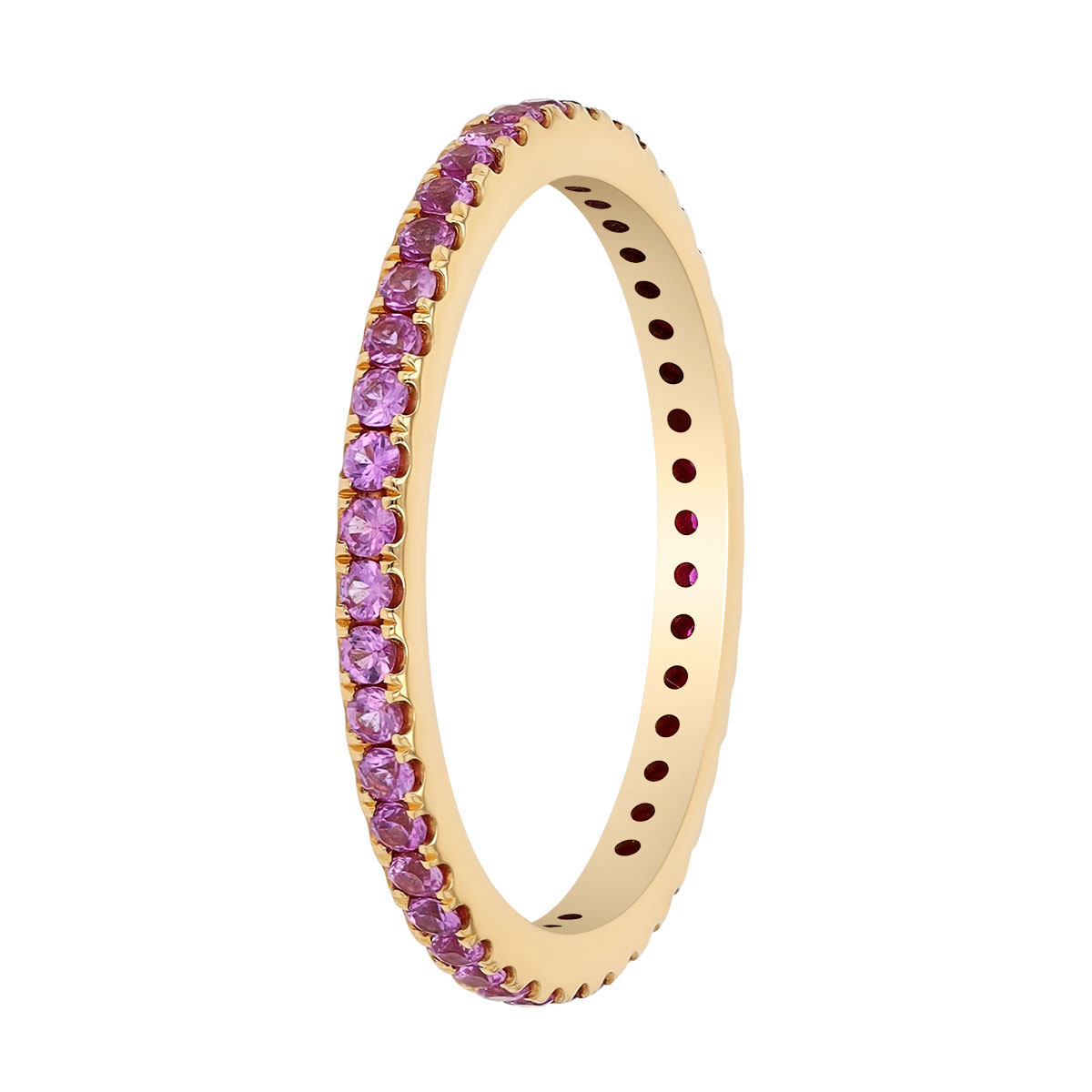 Ruby & Pink Sapphire Colorblock Eternity Band Ring in Yellow Gold
