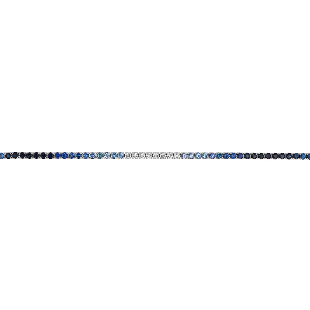 Round Sapphire & Diamond Ombre Tennis Bracelet in White Gold
