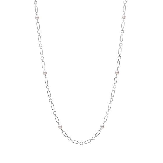 Mikimoto M Code Akoya Cultured Pearl Station Necklace in White Gold, 24