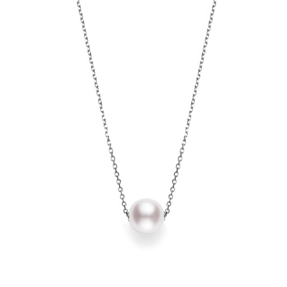 Mikimoto Akoya Cultured Pearl Solitaire Pendant in White Gold, 18
