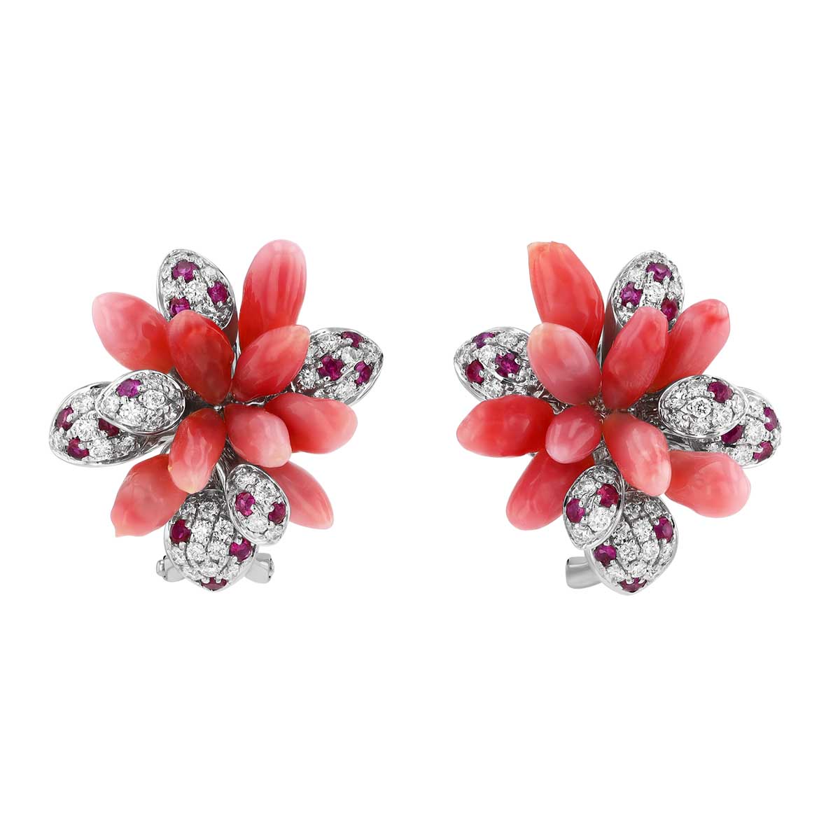 TARA Pearls Conch Pearl, Ruby, & Diamond Cluster Earrings in White Gold