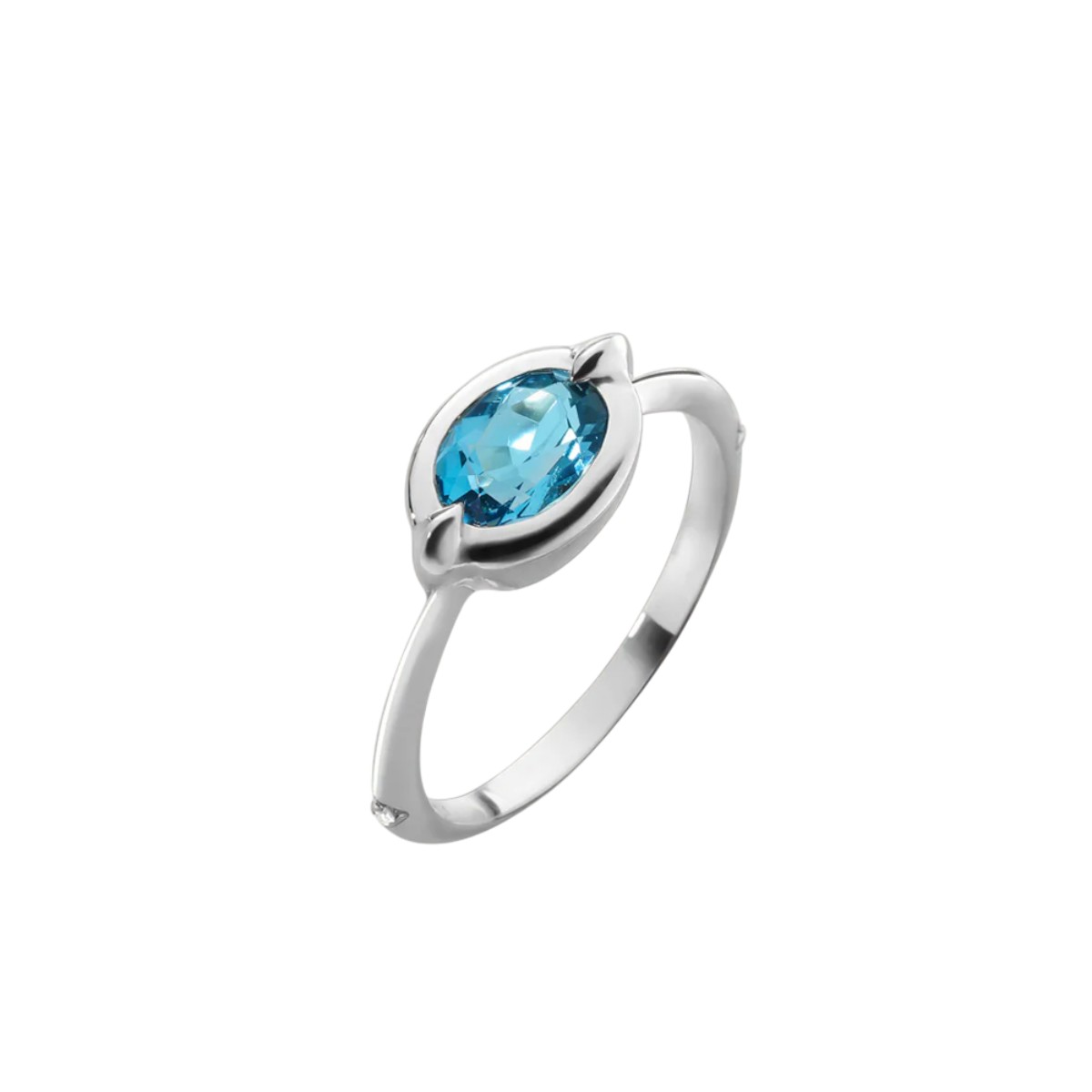 Monica Rich Koann Points North Oval Topaz & White Sapphire Ring in Sterling Silver, Size 7