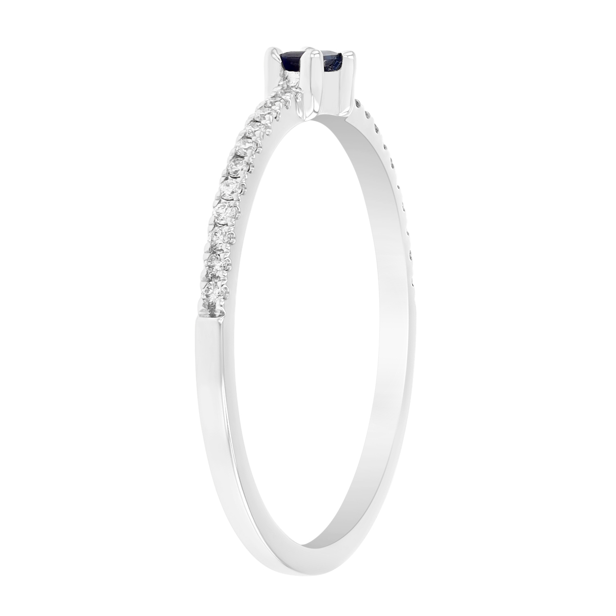 Baguette Sapphire & Round Diamond Stacking Ring in White Gold