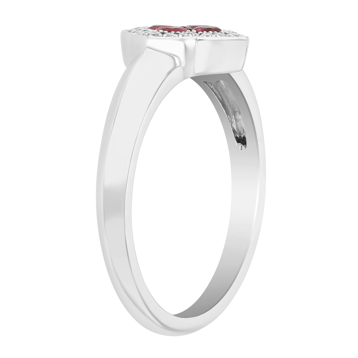 Frederic Sage Fleur D'Amour Ruby Cluster & Diamond Halo Ring in White Gold