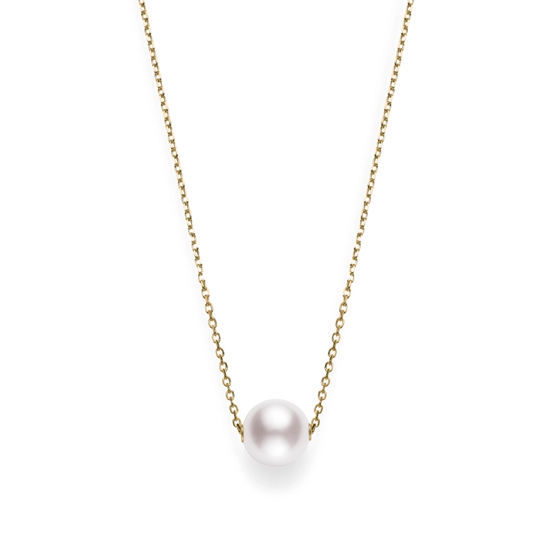 Mikimoto Akoya Cultured Pearl Solitaire Pendant in Yellow Gold, 18