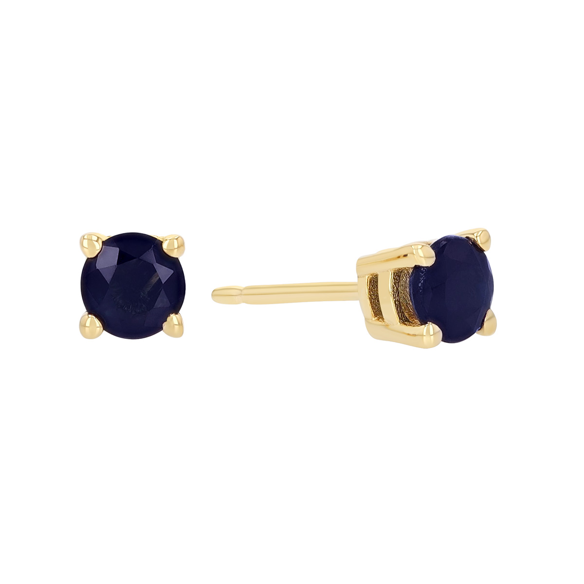 Dainty Round Sapphire Stud Earrings in Yellow Gold