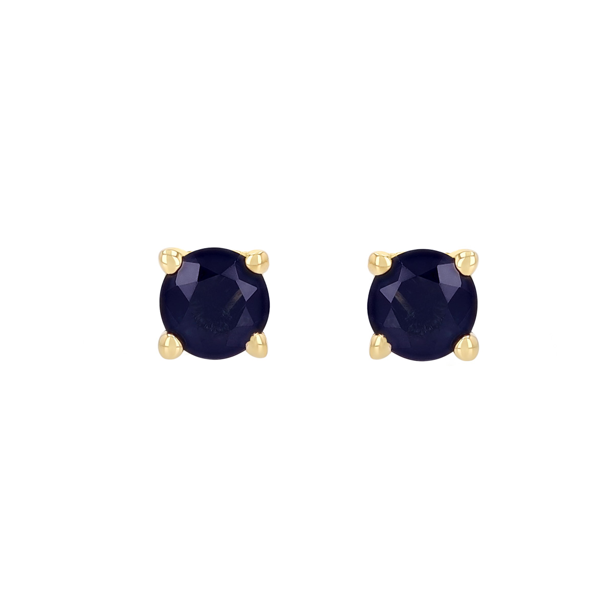 Dainty Round Sapphire Stud Earrings in Yellow Gold