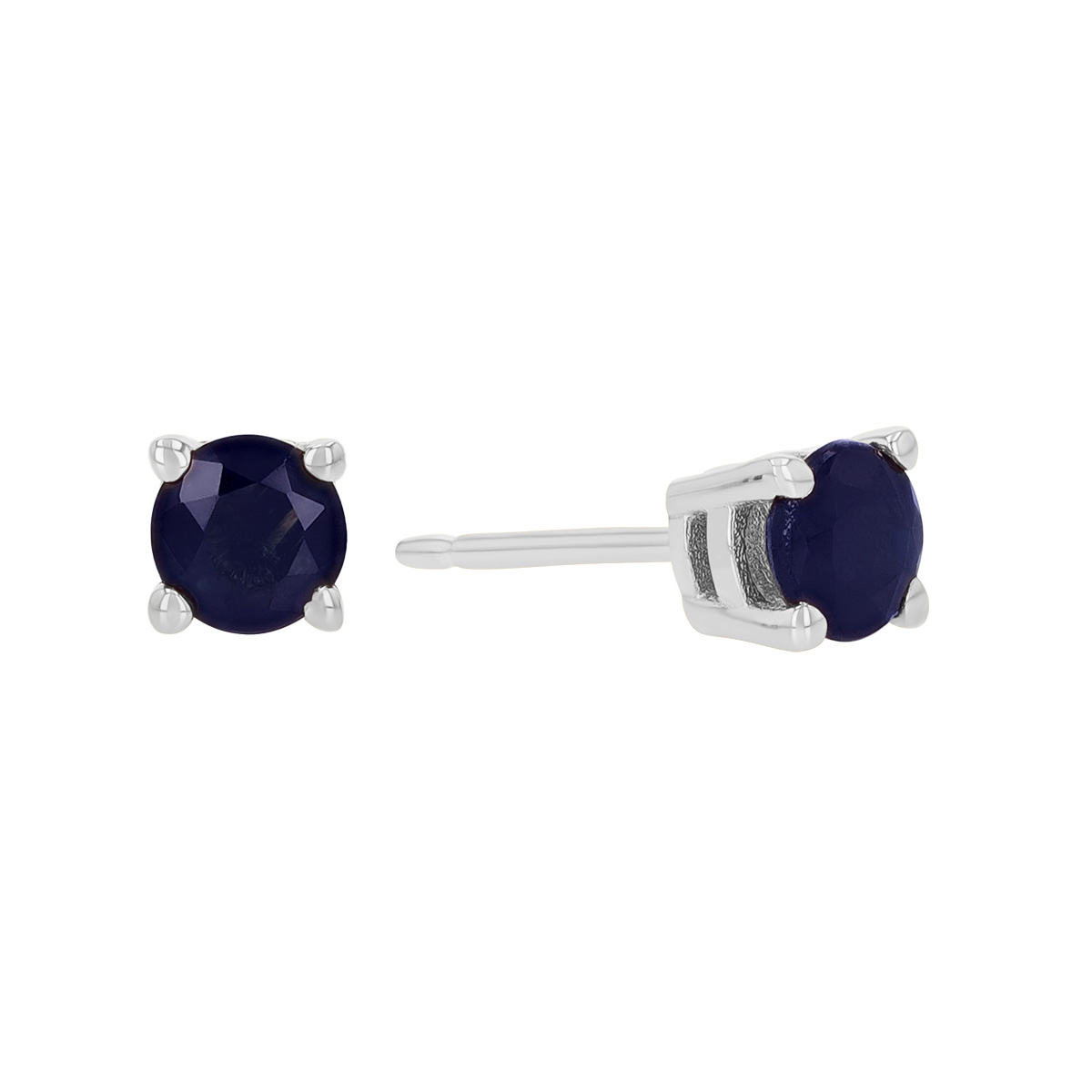 Dainty Round Sapphire Stud Earrings in White Gold