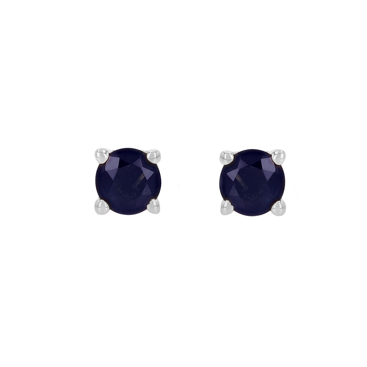 Dainty Round Sapphire Stud Earrings in White Gold