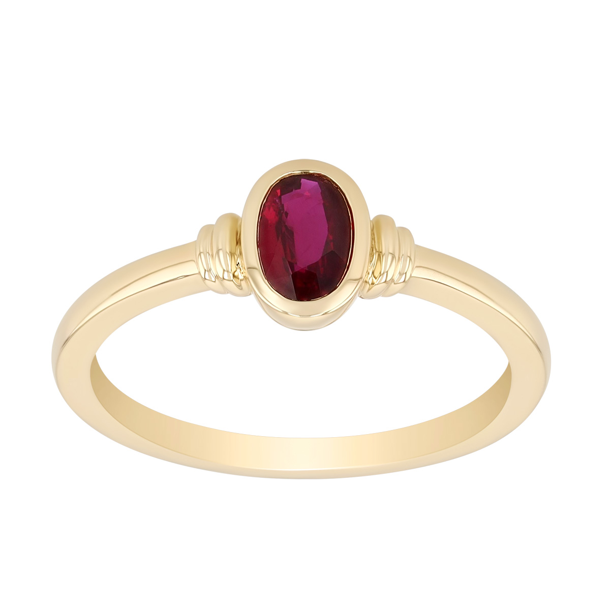 Bezel Set Oval Ruby Pendant in Yellow Gold, 18