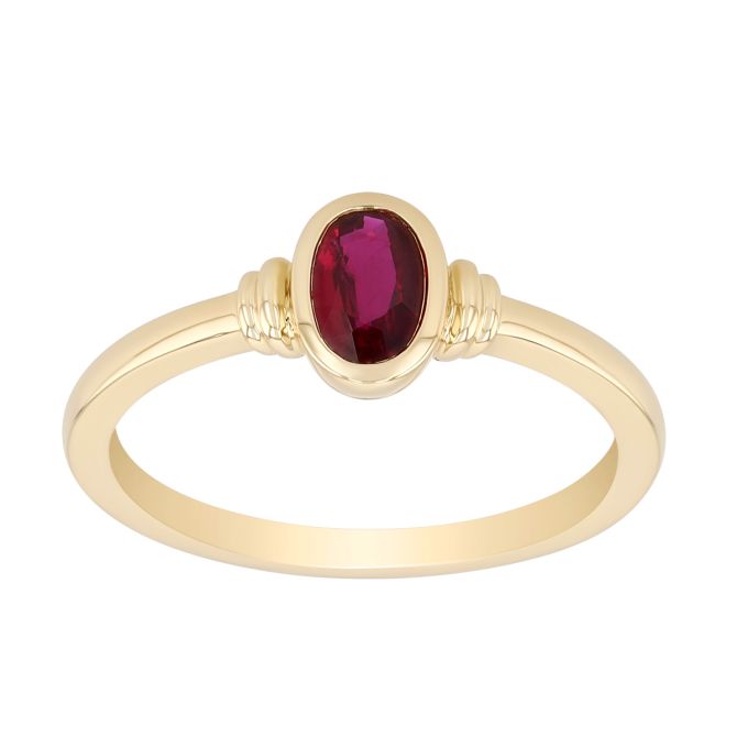 Bezel Set Oval Ruby Ring in Yellow Gold