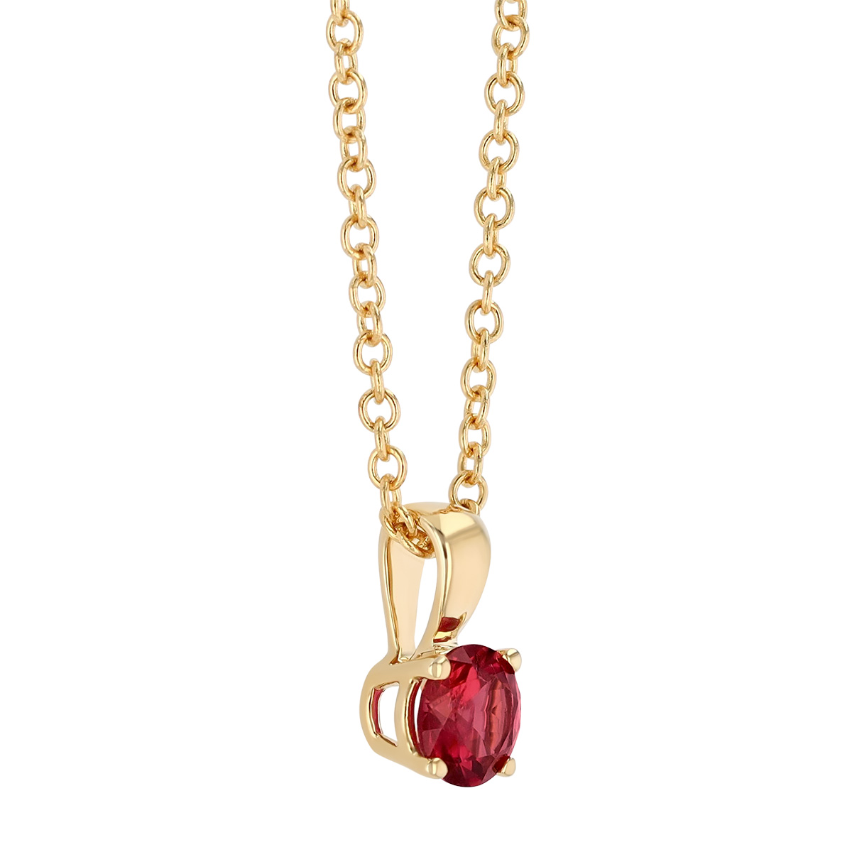 Round Ruby Solitaire Pendant in Yellow Gold, 18