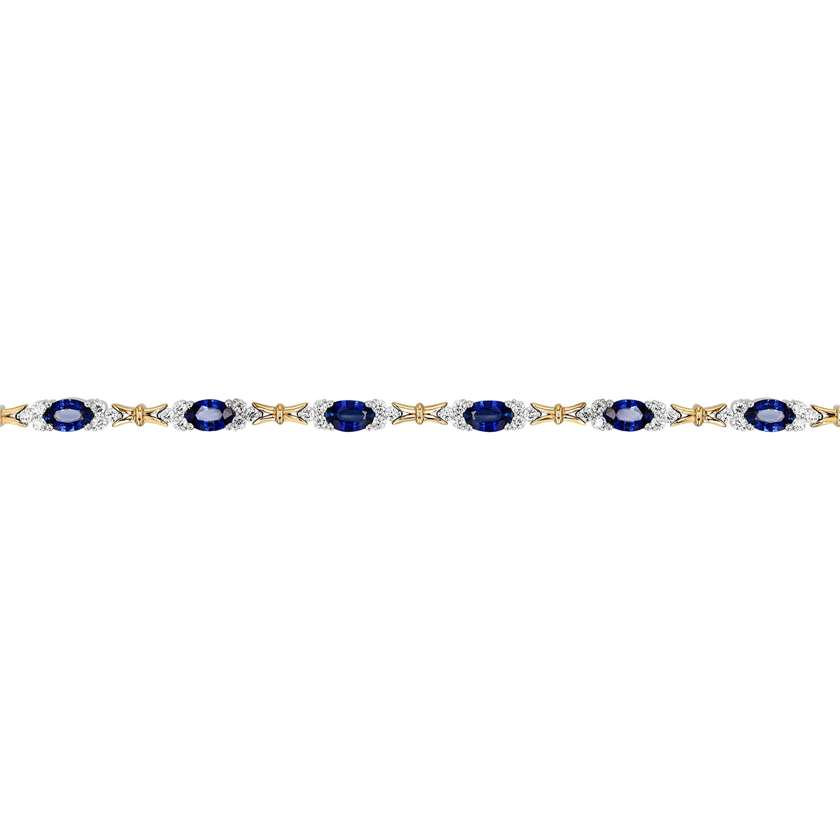 Oval Sapphire & Diamond Cluster Bracelet in Two Tone
