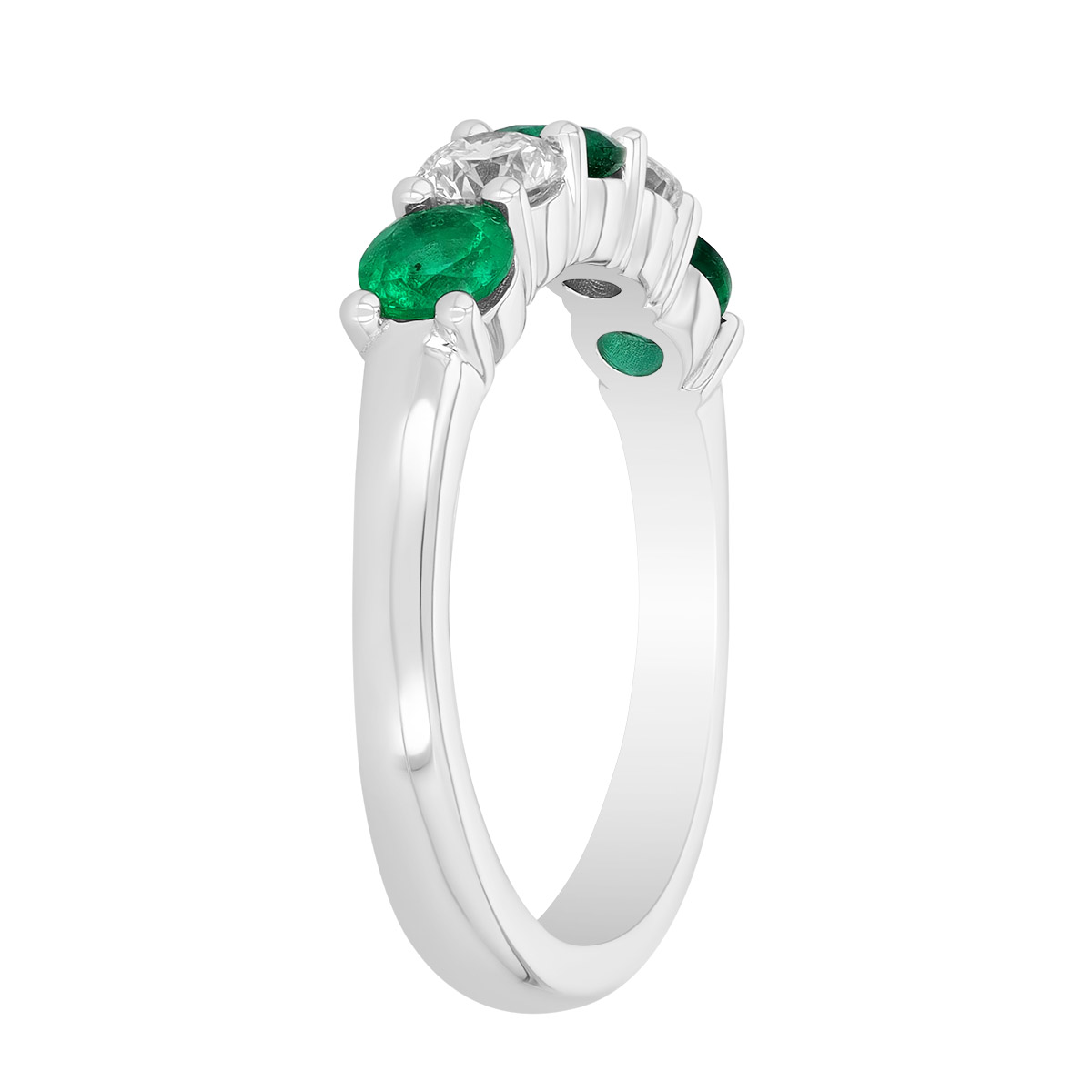 Round Emerald & Diamond Ring in Platinum