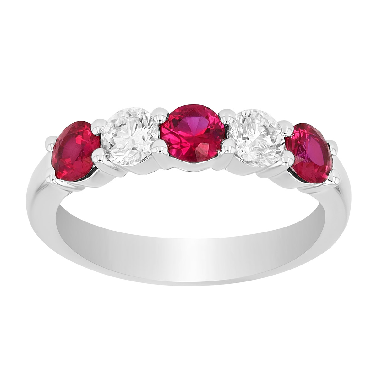 Round Ruby & Diamond Ring in Platinum