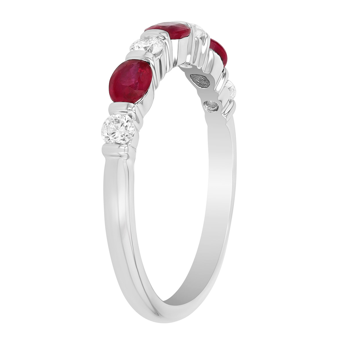 Oval Ruby & Round Diamond Ring in White Gold