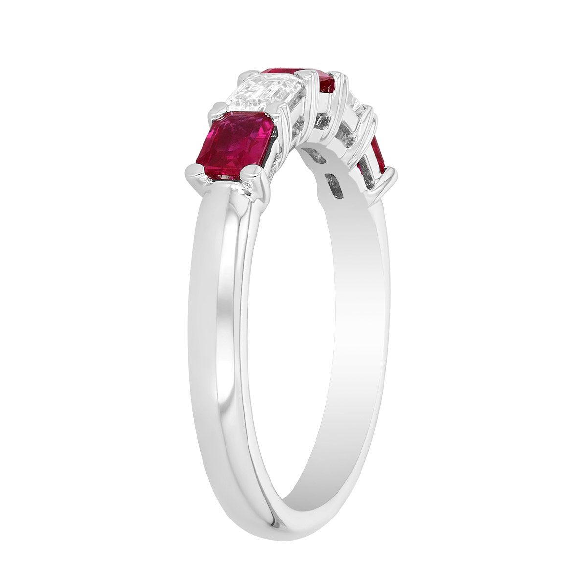Baguette Ruby & Diamond Ring in White Gold