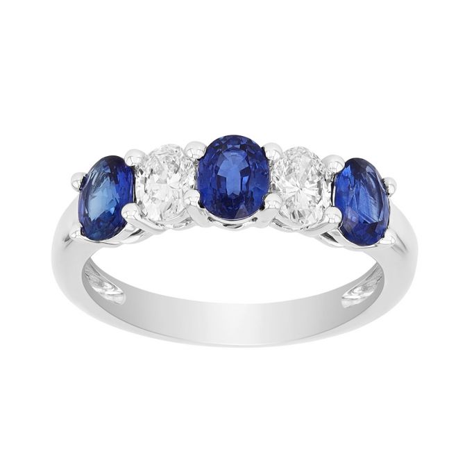 Oval Sapphire & Diamond Ring in White Gold