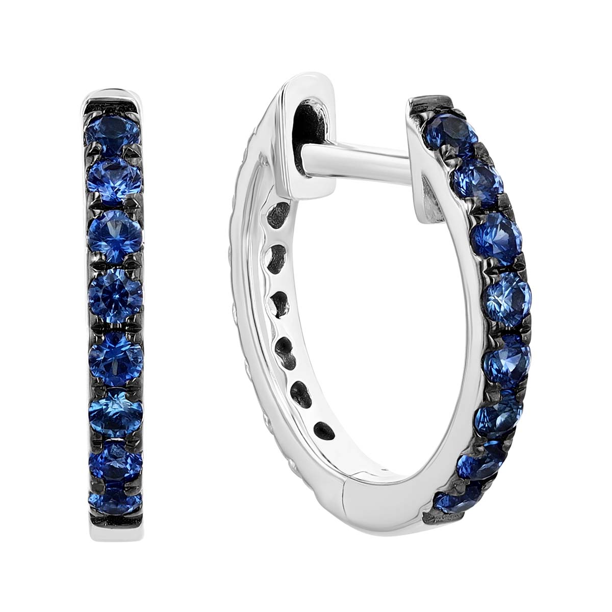 Sapphire & Diamond Reversible Hoop Earrings in White Gold