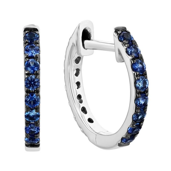 Sapphire & Diamond Reversible Hoop Earrings in White Gold