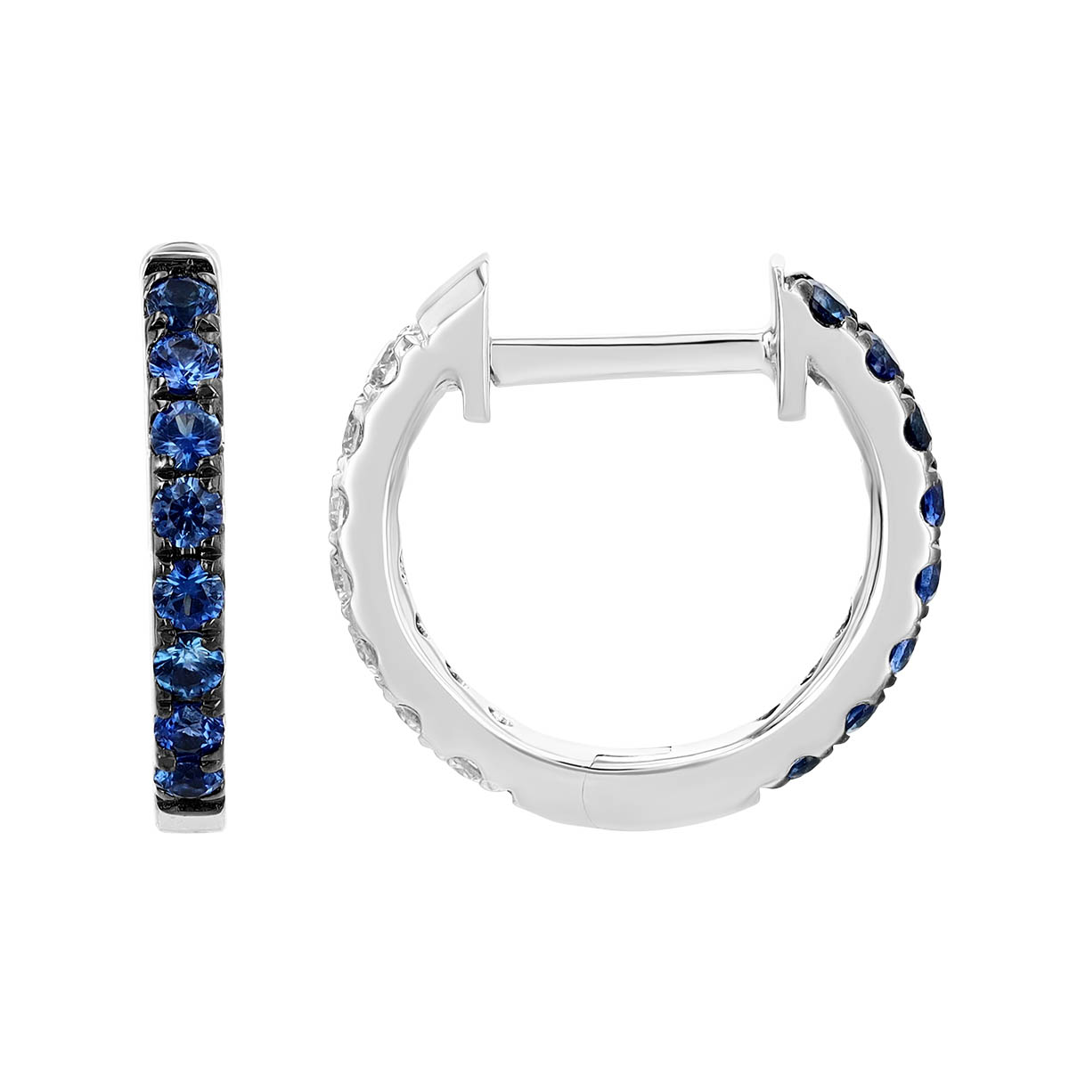 Sapphire & Diamond Reversible Hoop Earrings in White Gold