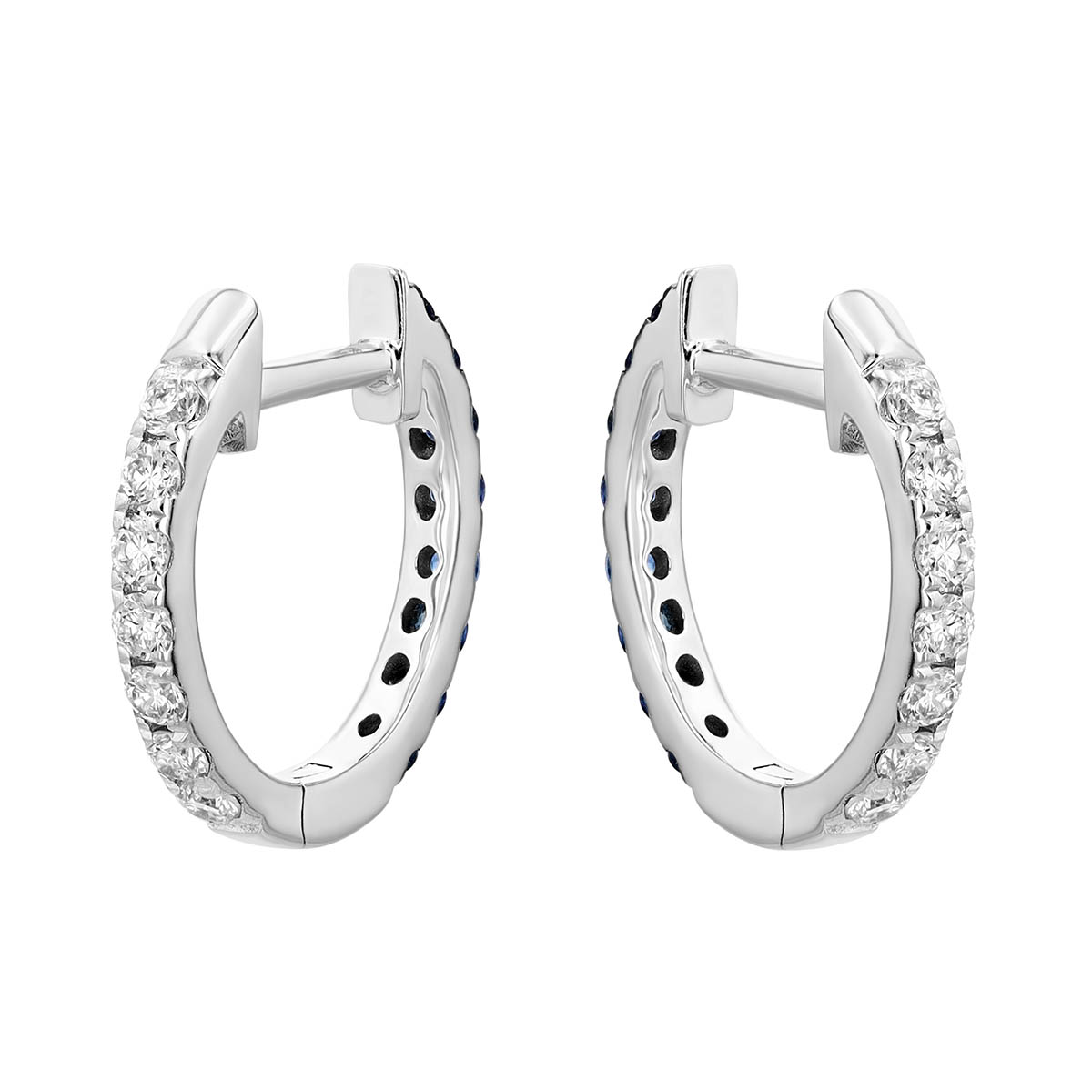 Sapphire & Diamond Reversible Hoop Earrings in White Gold
