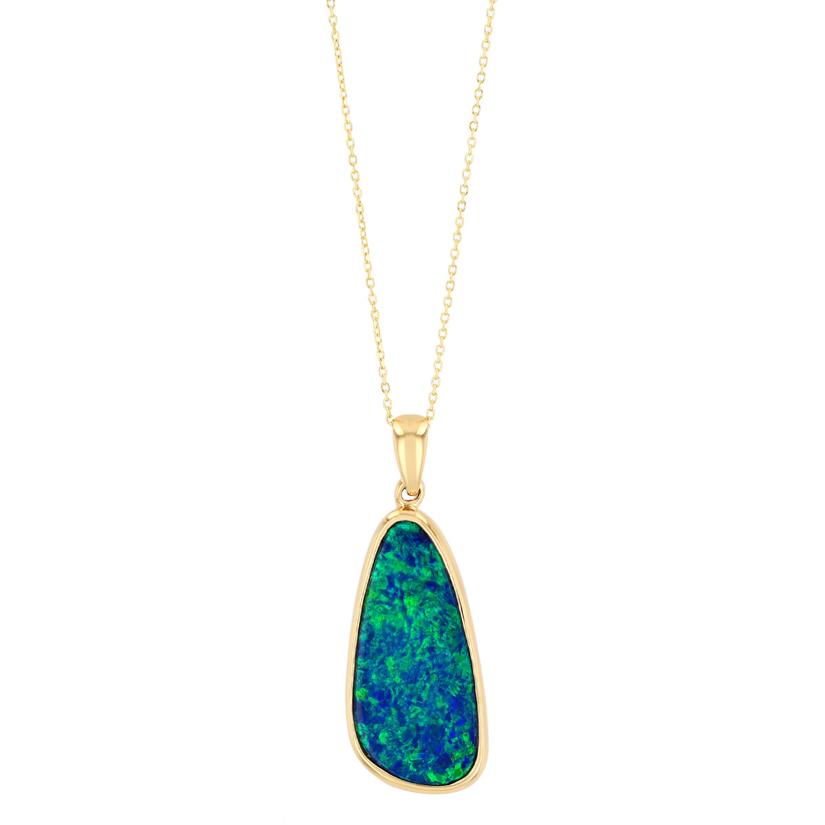 Bezel Set Opal Pendant in Yellow Gold