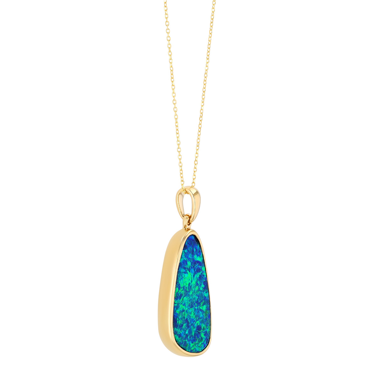 Bezel Set Opal Pendant in Yellow Gold