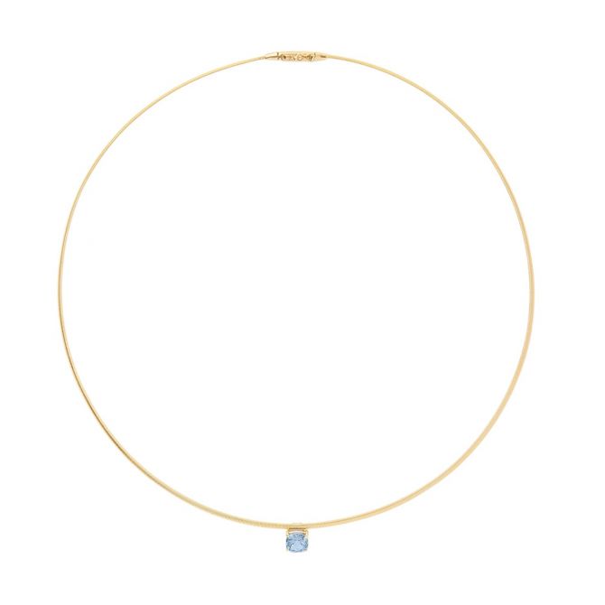 Marco Bicego Masai Aquamarine Single Station Coil Necklace in Yellow Gold, 16"