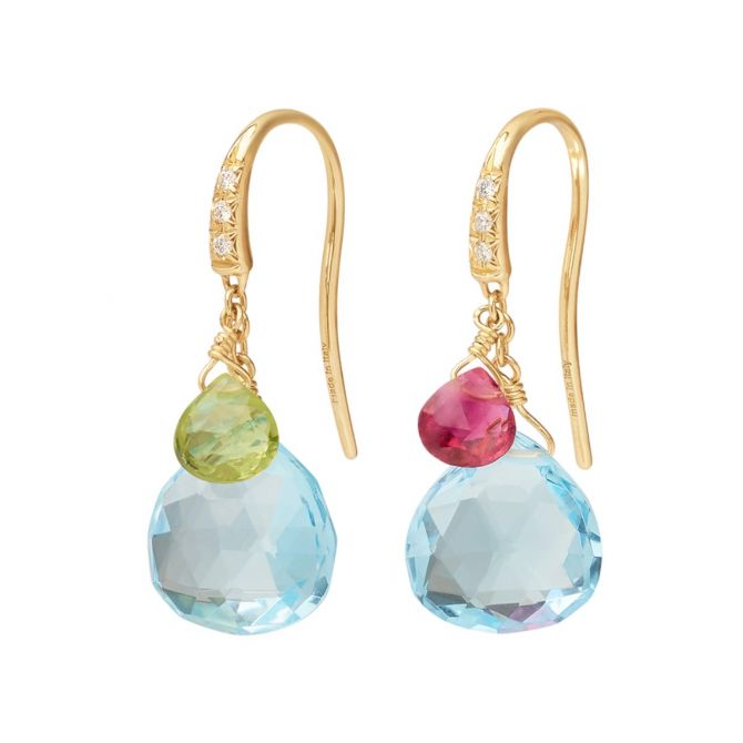 Marco Bicego Paradise Mixed Gemstone & Diamond Dangle Earrings in Yellow Gold