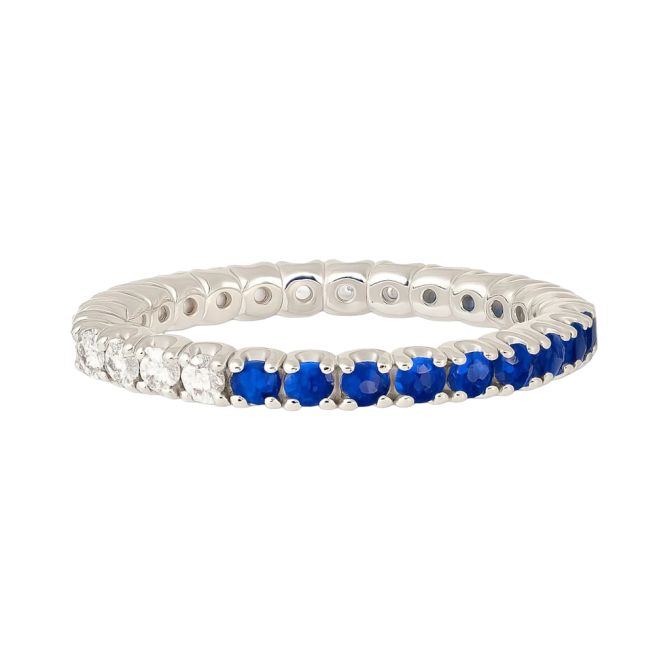 Sapphire & Diamond Eternity Ring in White Gold