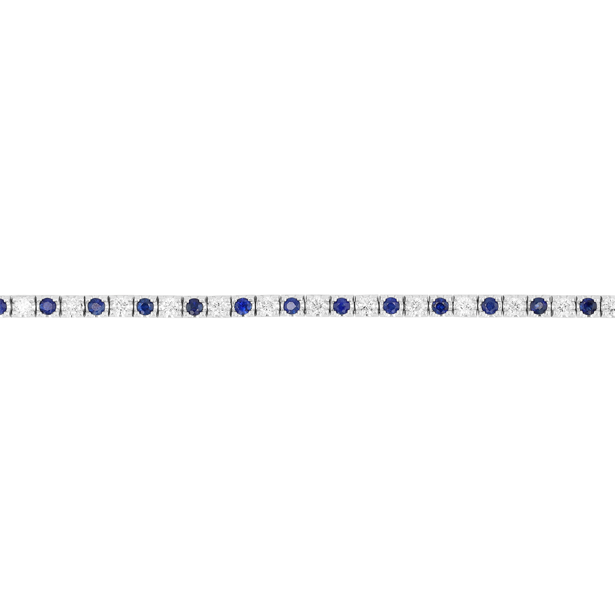 Sapphire & Diamond Alternating Pattern Tennis Bracelet in White Gold, 7.25