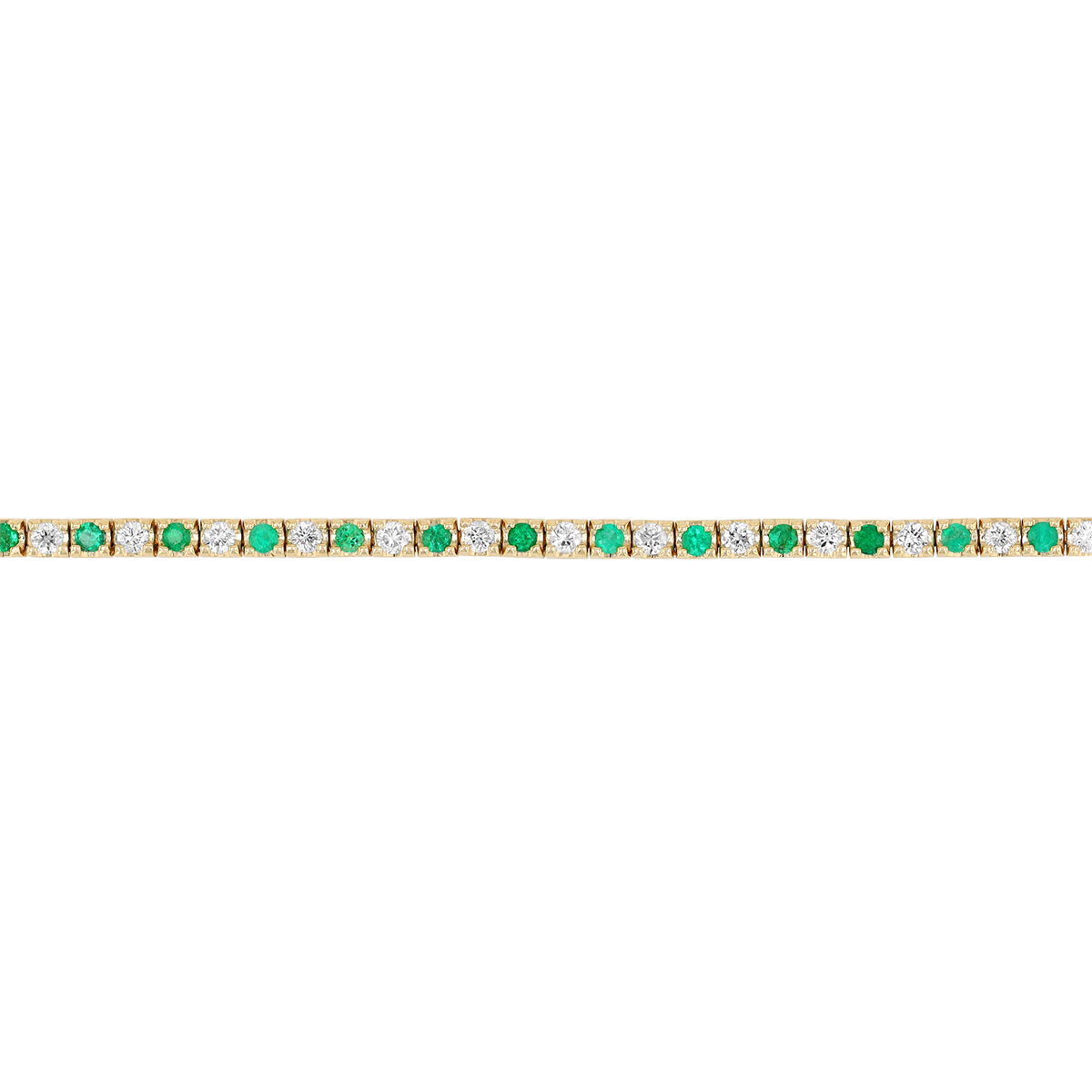 Emerald & Diamond Alternating Pattern Tennis Bracelet in Yellow Gold, 7.25