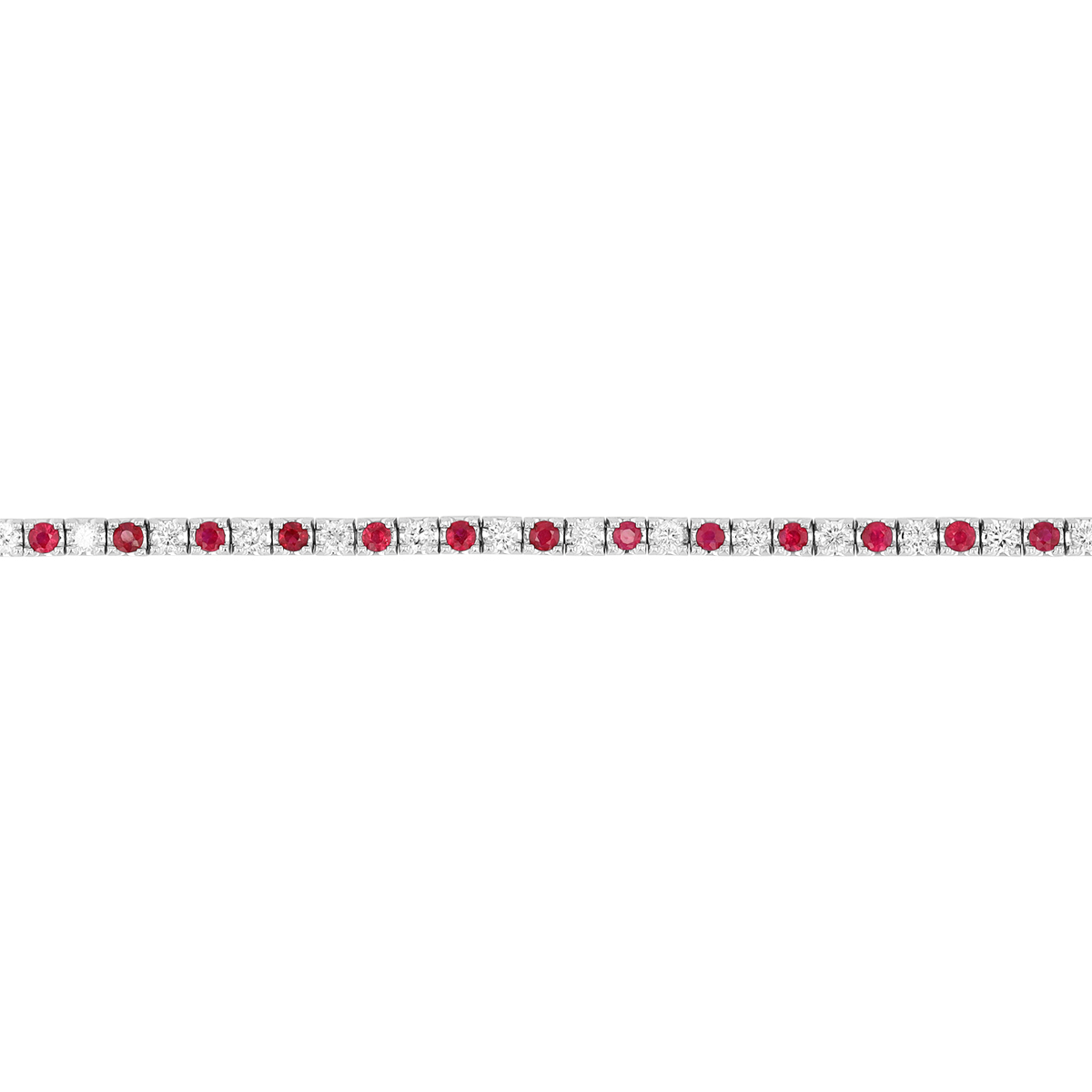 Ruby & Diamond Alternating Pattern Tennis Bracelet in White Gold, 7.25