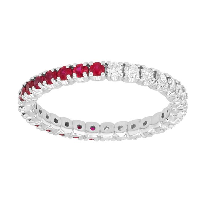 Round Ruby & Diamond Eternity Ring in White Gold