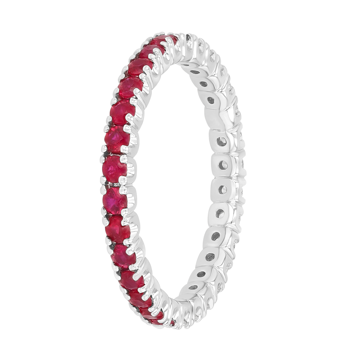 Round Ruby & Diamond Eternity Ring in White Gold