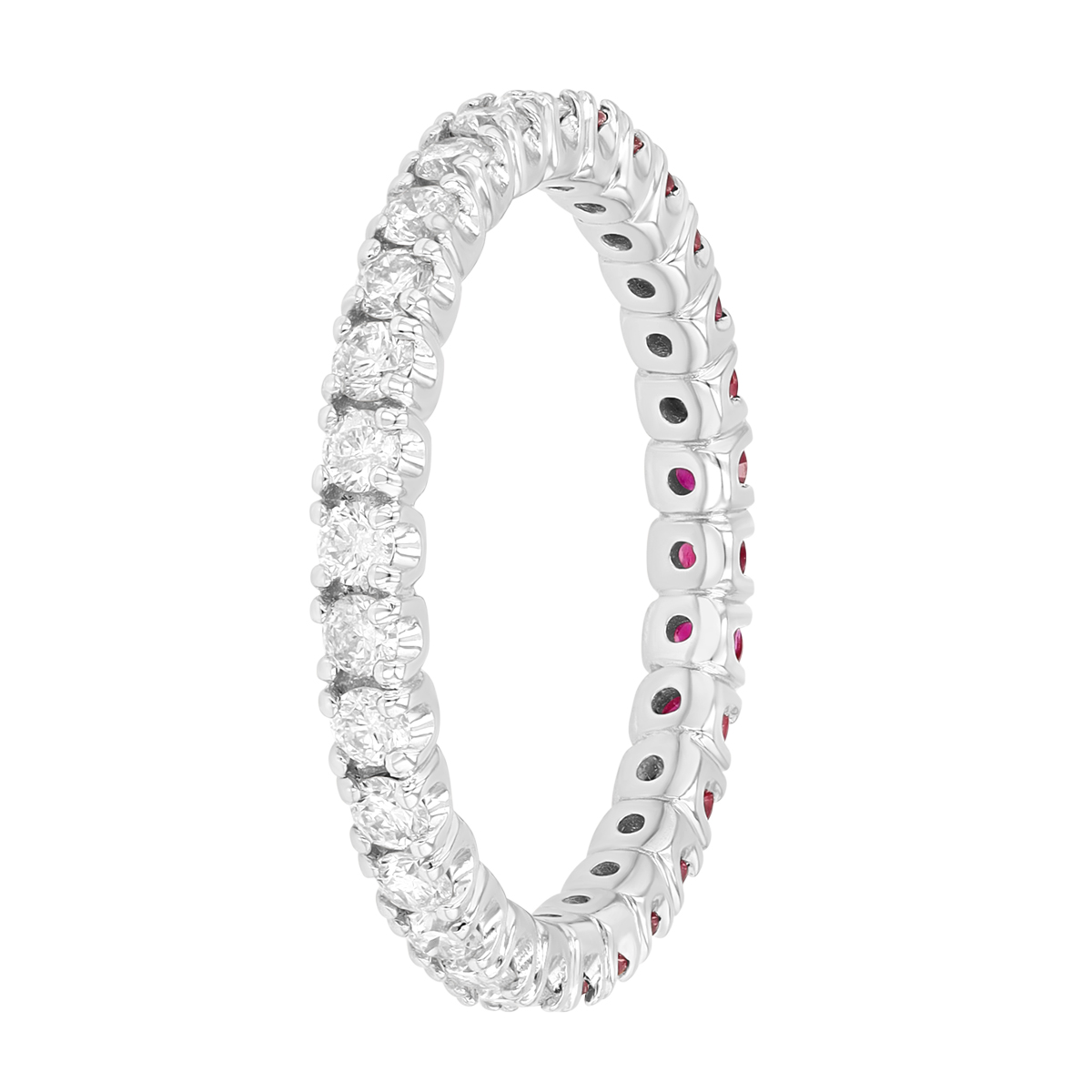 Round Ruby & Diamond Eternity Ring in White Gold