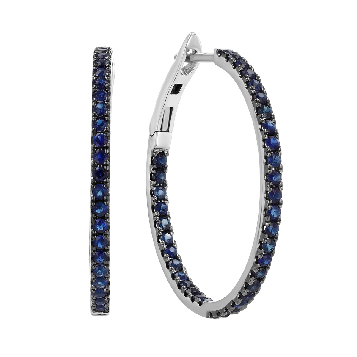 Sapphire In & Out Hoop Earrings in White Gold & Black Rhodium