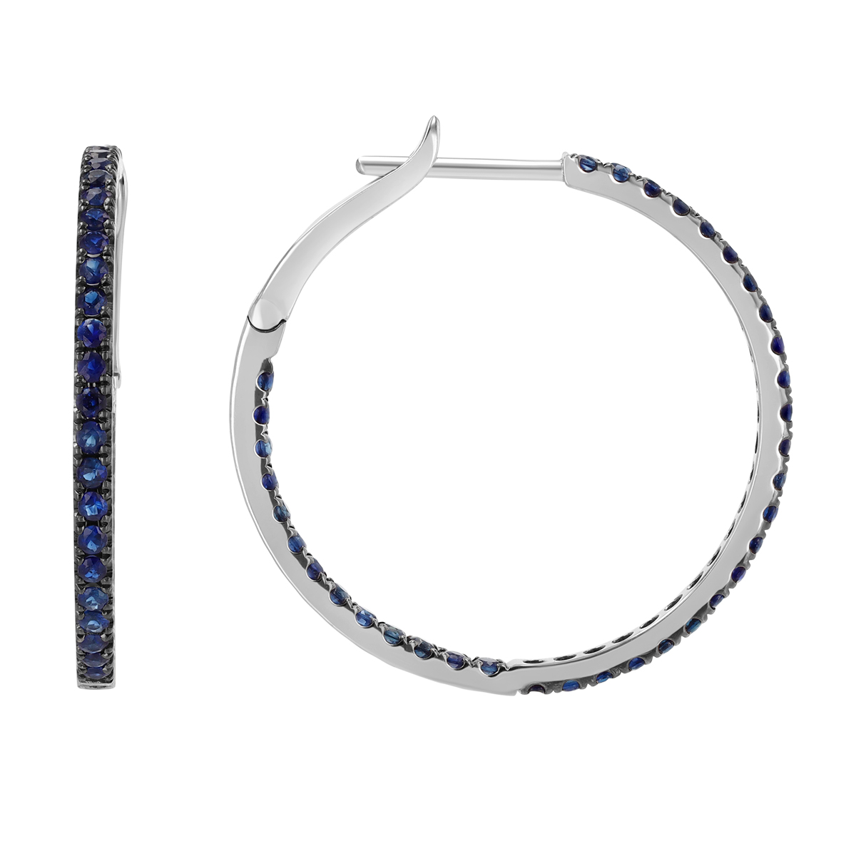 Sapphire In & Out Hoop Earrings in White Gold & Black Rhodium