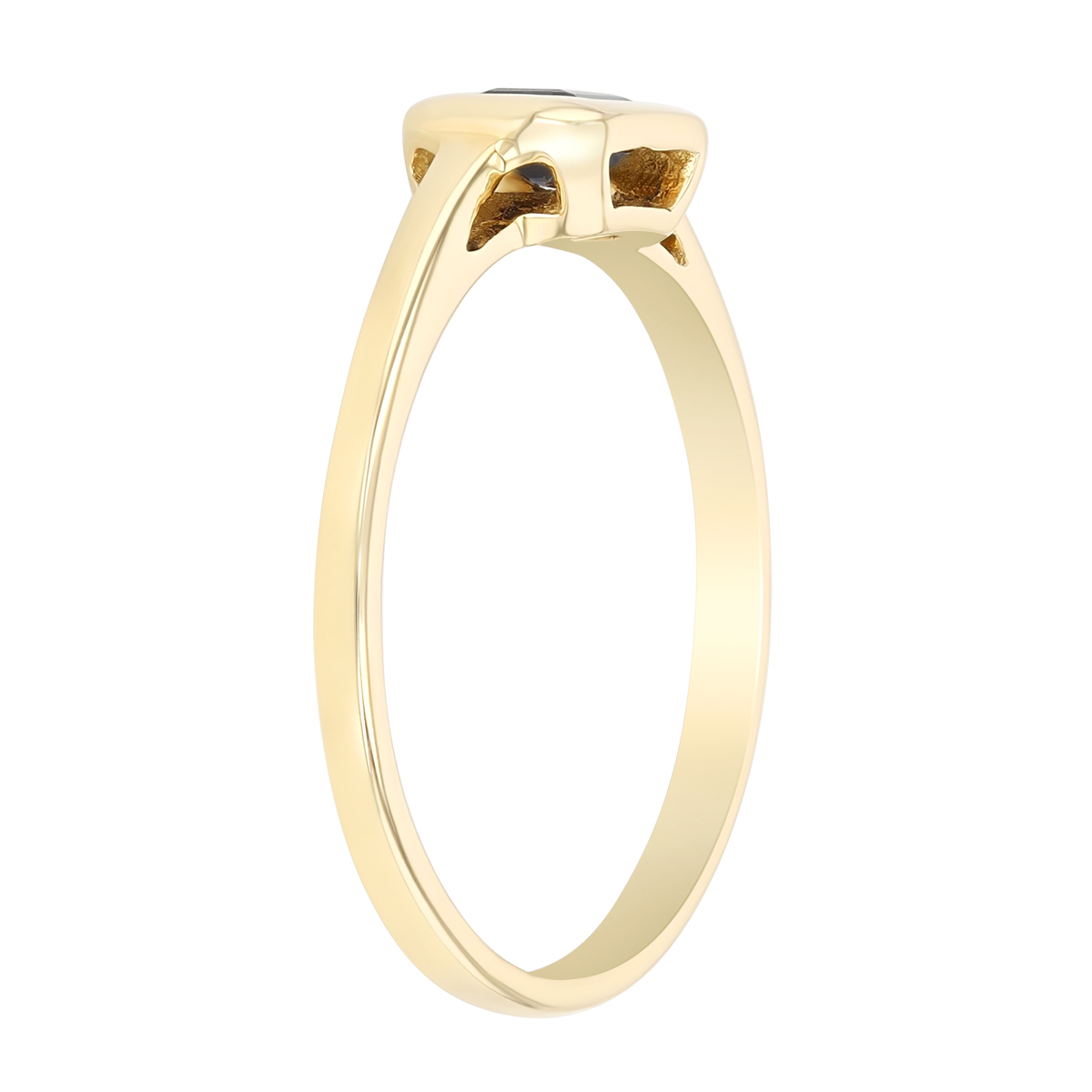 Bezel Set Emerald Cut Sapphire Ring in Yellow Gold