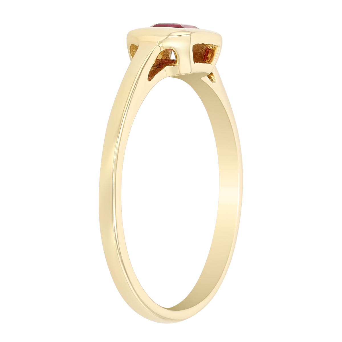 Bezel Set Emerald Cut Ruby Ring in Yellow Gold