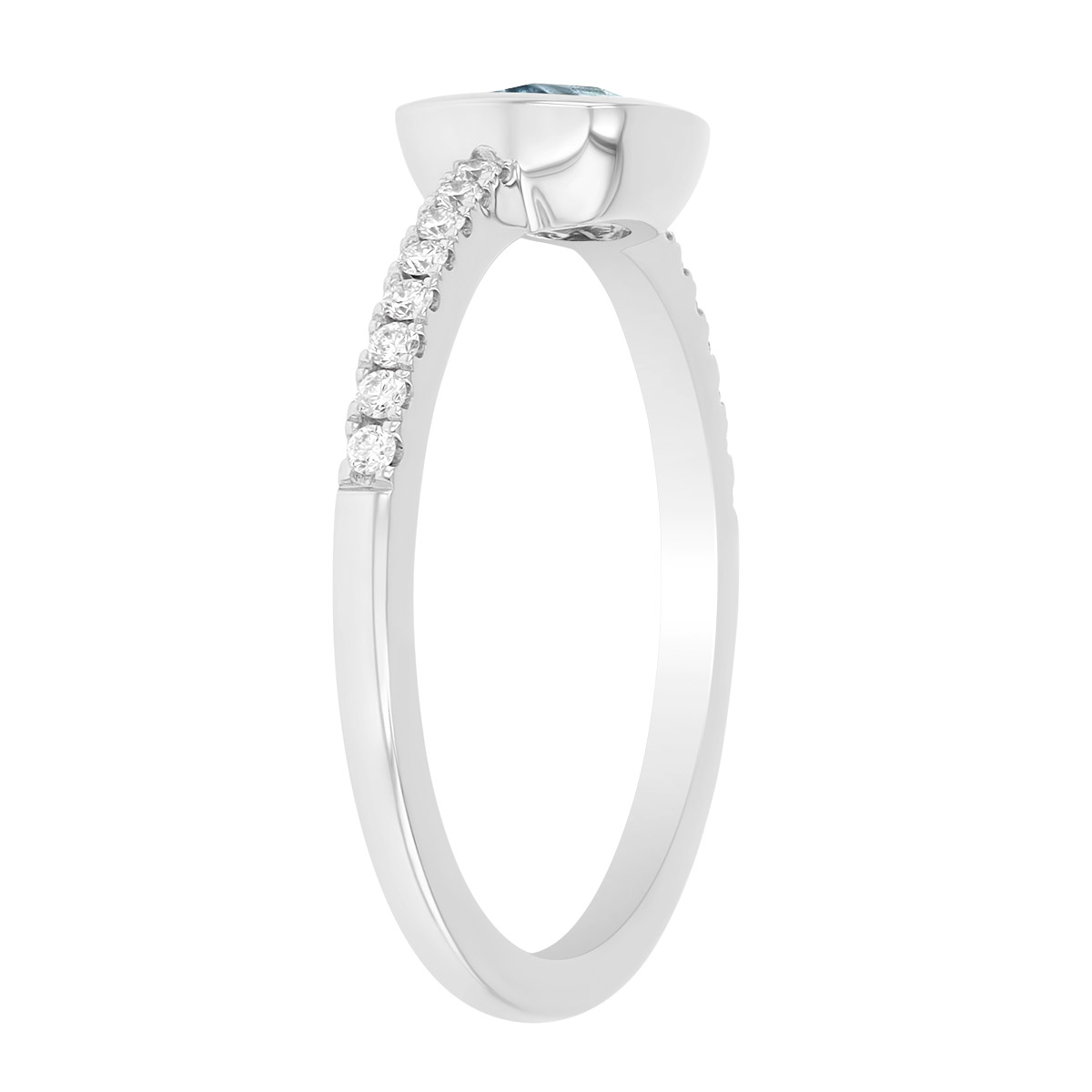 Bezel Set Cushion Cut Topaz & Diamond Dangle Hoop Earrings in White Gold