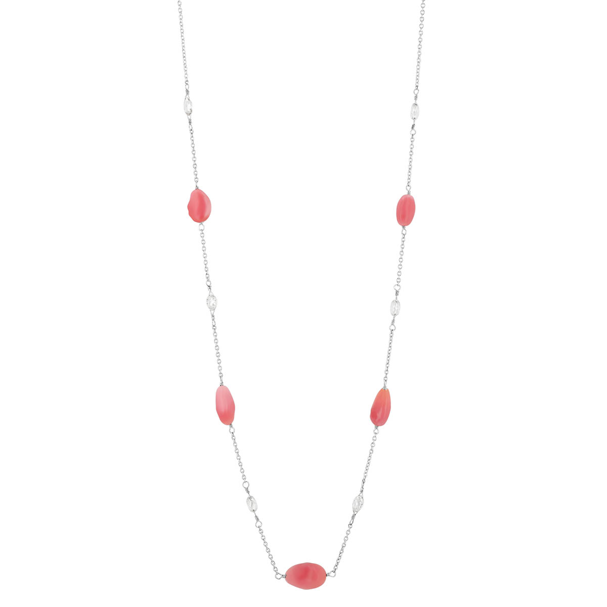 TARA Pearls Conch Pearl & Diamond Station Necklace in Platinum, 17