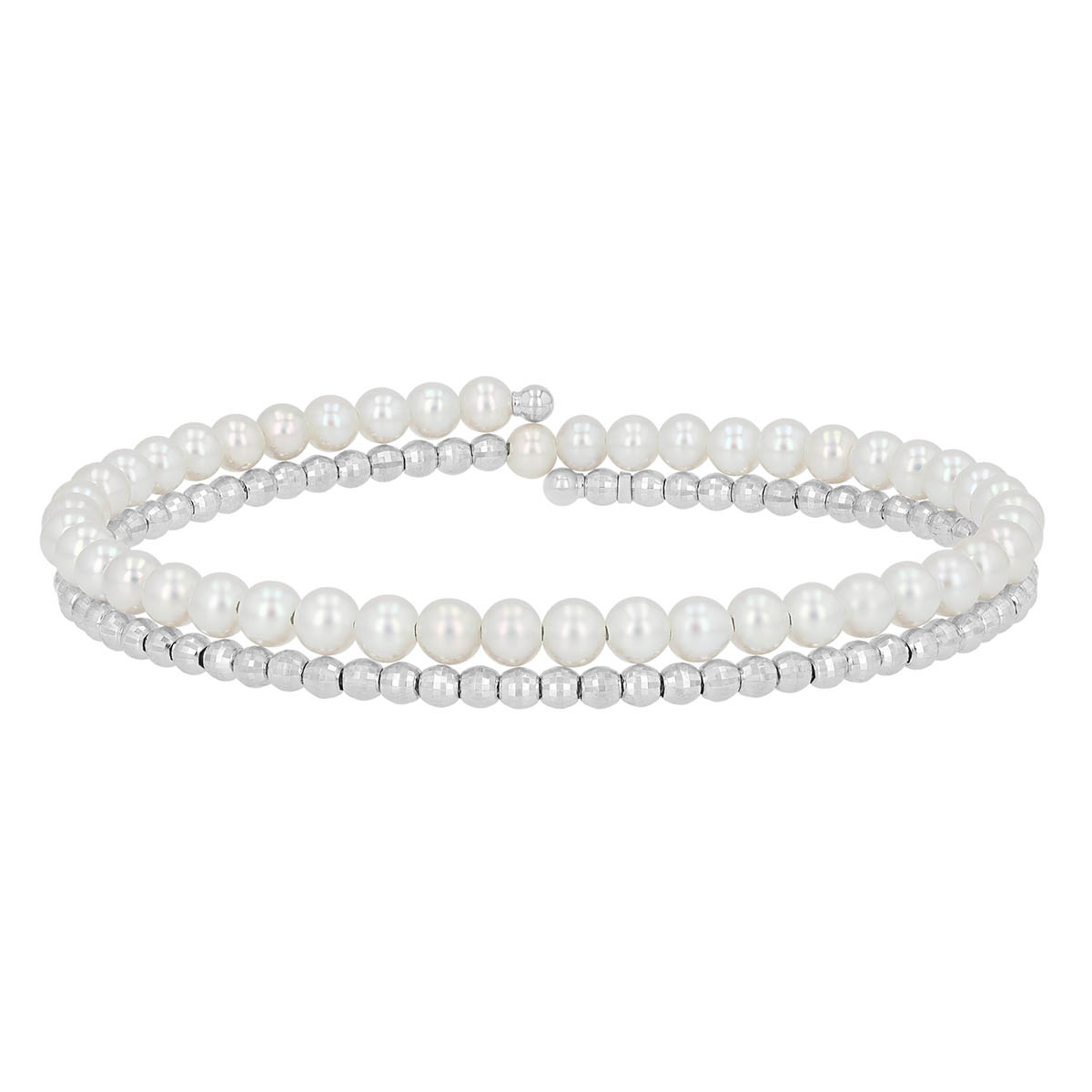 TARA Pearls Freshwater Cultured Pearl & White Gold Bead Two Row Wrap Bracelet