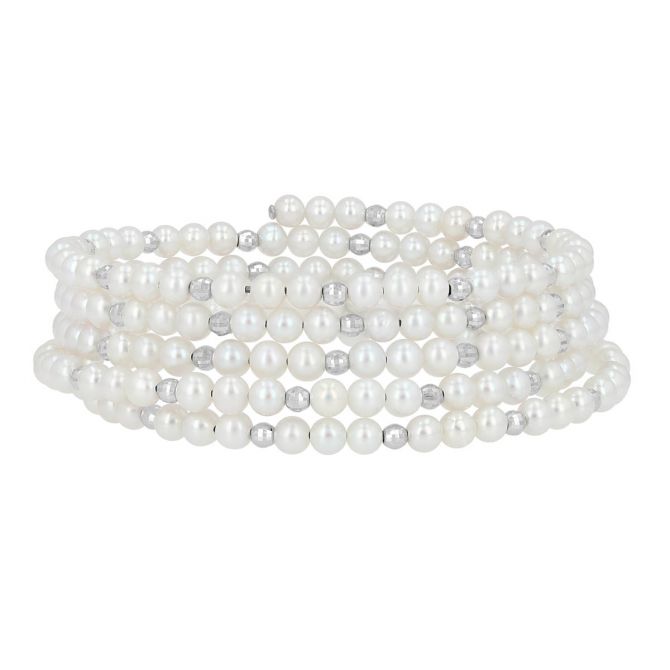 TARA Pearls Freshwater Cultured Pearl & White Gold Bead Station Wrap Bracelet