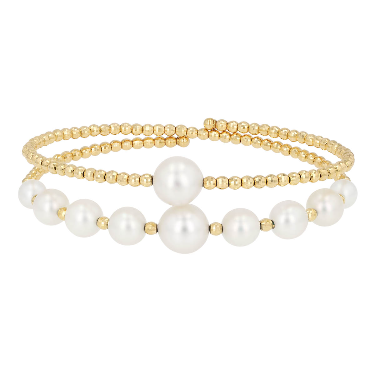 TARA Pearls Cultured Pearl Station & Yellow Gold Bead Wrap Bracelet