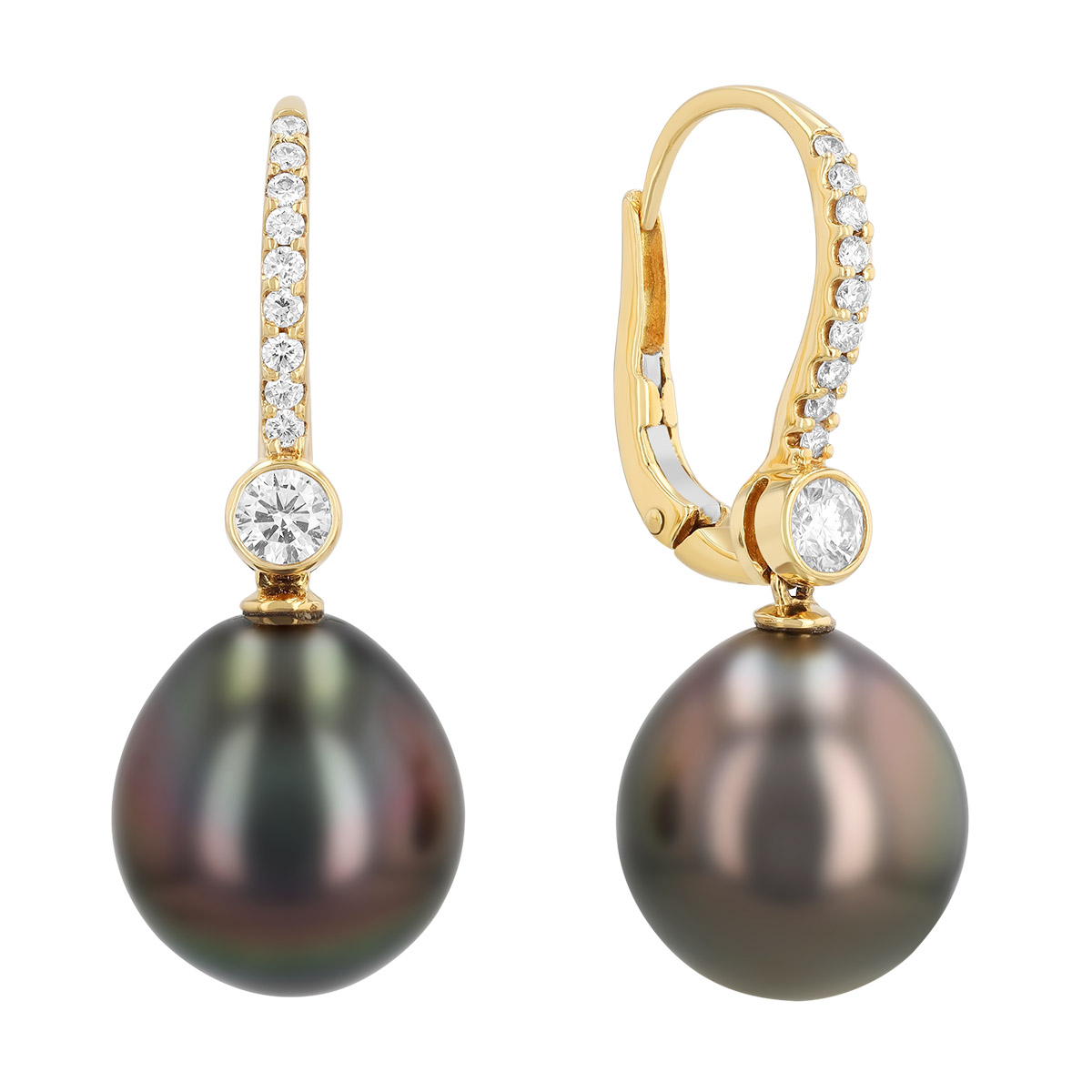 TARA Pearls Tahitian South Sea Cultured Pearl & Diamond Drop Earrings in Yellow Gold